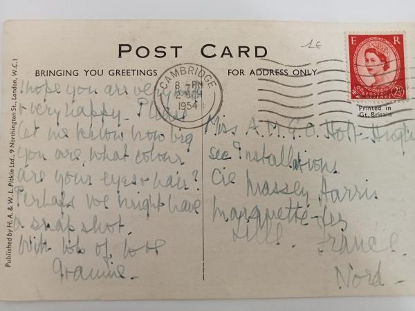 Carte postale 1954 année du mariage reine Elisabeth
