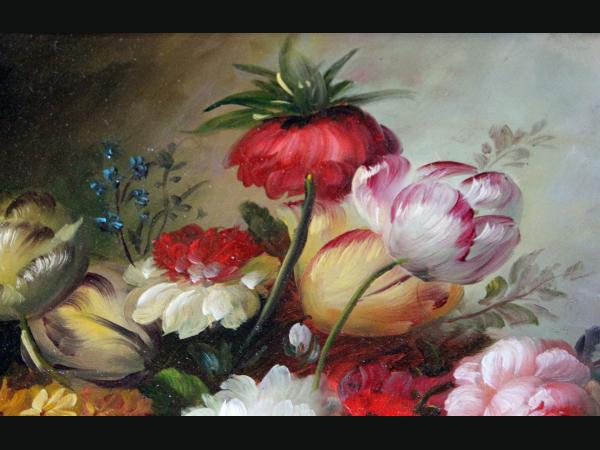 Huile sur panneau "Le petit bouquet"