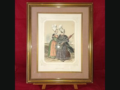 Lalaisse lithographie 19e Costumes femmes de Luc Calvados Normandie.