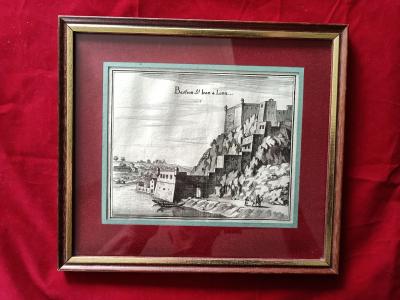 Gravure au burin 17ème par Mérian Matthaüs "le vieux" (1593-1650)