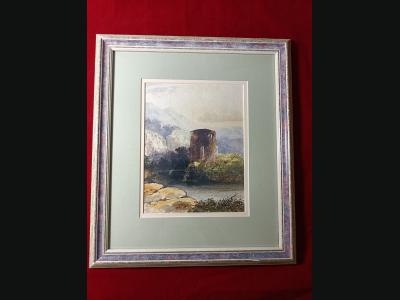 Aquarelle anonyme 19e , encadrée sous verre.