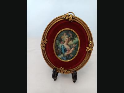 Marie-Antoinette d'après Vigée Le Brun, miniature ovale sur ivoire.
