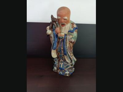 Statue en céramique émaillée du célèbre immortel taoïste "Shou Lao"